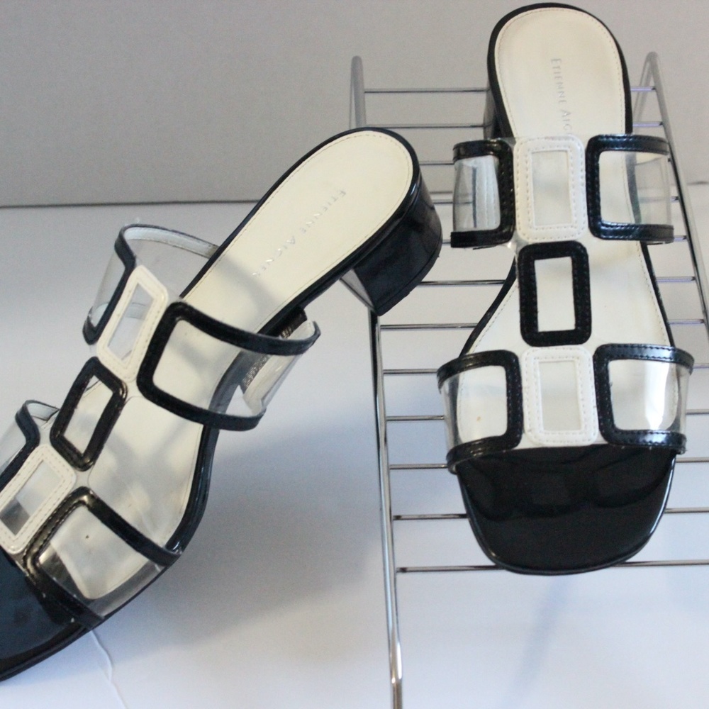 Vintage 90s Etienne Aigner Open-Toe Square Toe Hee